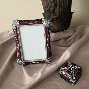 Burgandy Picture frame & Decorative Box Set